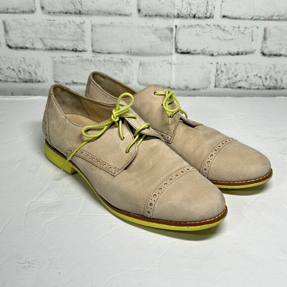 Cole Haan suede Gramercy classic Oxford beige preppy maximalist office womens 10 - Picture 1 of 8